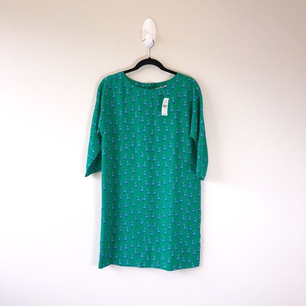 LOFT Sheath Dress Parrot Print 3/4 Sleeve Office Work Kitchy Small NWT’s